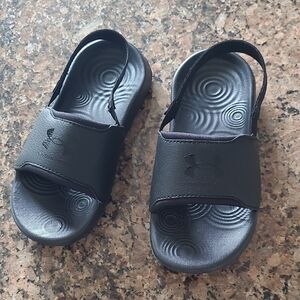 Under Armour Black Open-Toe Slide Sandals with Heel Strap
